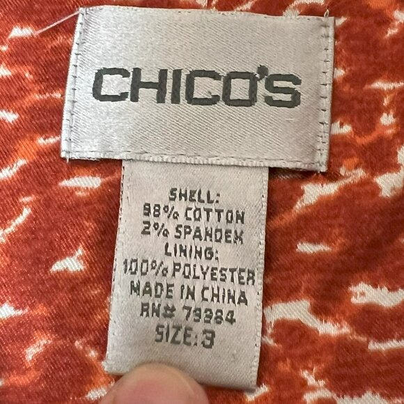 #164 Chico's Orange Button-Down Dress Shirt Size 3 (16) - Picture 5 of 6